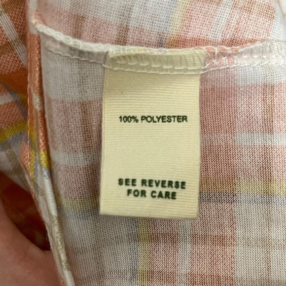 Women Colorful Plaid Lace Up Back Roll Tab Long Sleeve Button Up Shirt XL NWT - Picture 14 of 14